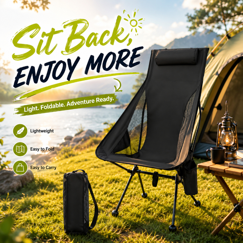 Outdoor Sport Chairs - Folding Portable Camping Lounge Chair with