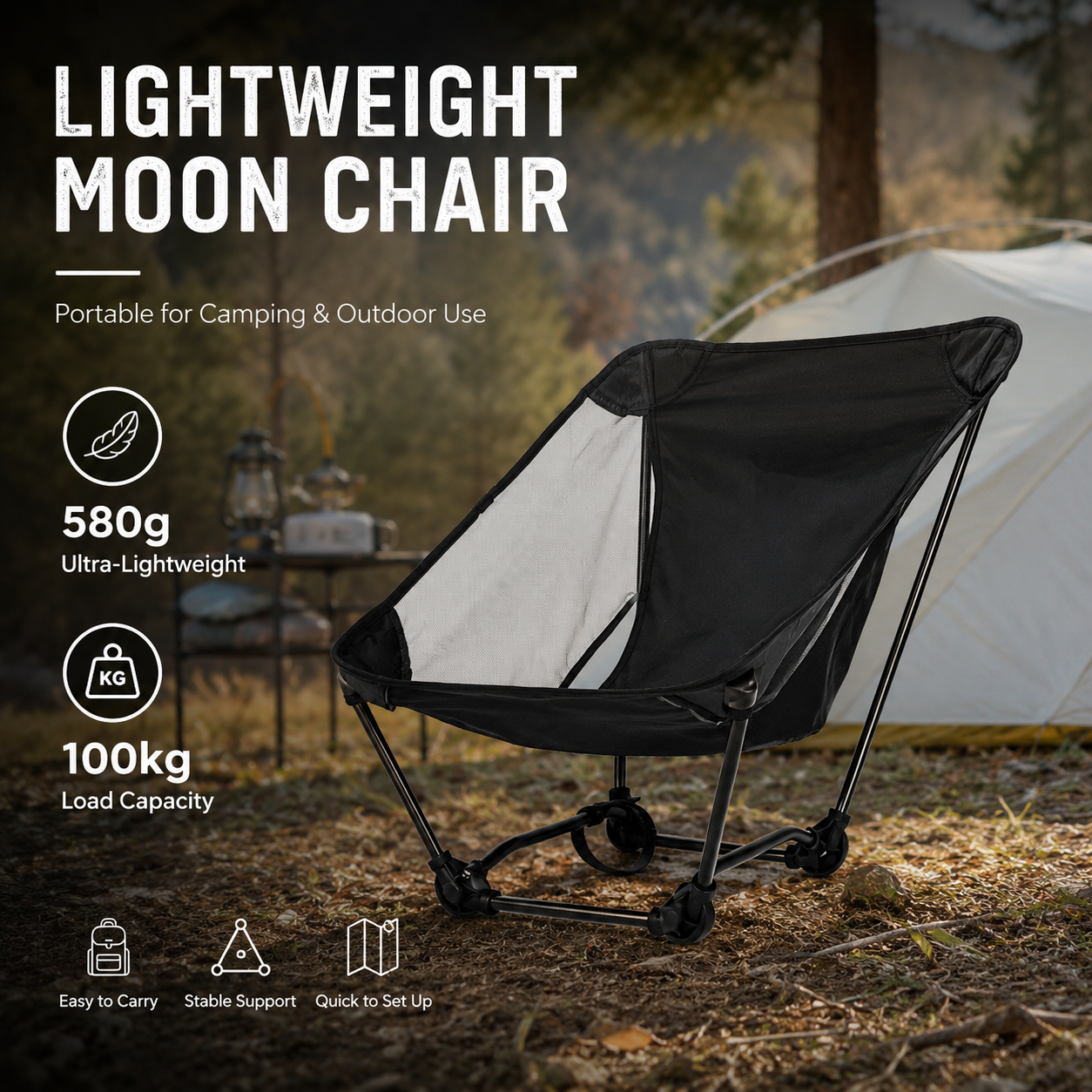Outdoor Sport Chairs - Portable Off Ground Folding Moon Chair